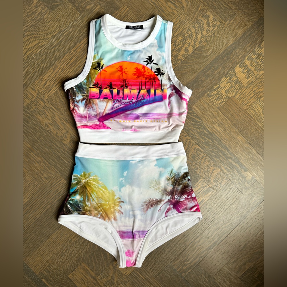 Balmain Multicolor Tropical Print Swim Set